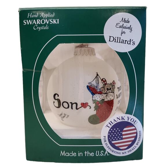 Swarovski Crystal Christmas Ornament Heart Gifts by Teresa Ornament Son Stocking - Picture 2 of 16